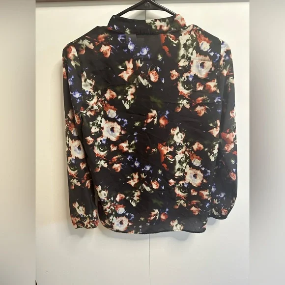 Black and Orange Notched Collar Button Down Shirt - Picture 4 of 4